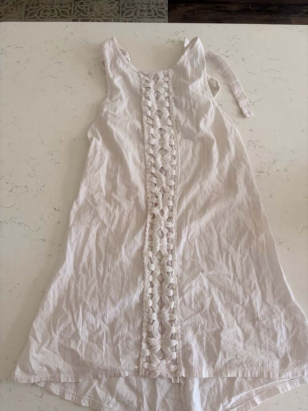 Solitaire Swim White Crochet Front Low Back Cover-Up Dress Size M